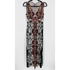 BOSTON PROPER Black Multi Geometric Aztec Print Sleeveless Maxi Dress Size XS